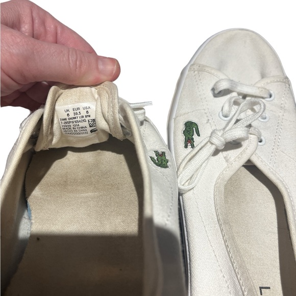 ORIGINAL Lacoste ZIANE CHUNKY white canvas sneakers Size 8 US - Picture 3 of 4